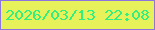 文字の大きさ：3、枠の色：8c75df、背景の色：e7f15a、文字の色：32ef7f 無料ブログパーツのブログ時計
