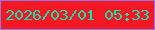 文字の大きさ：3、枠の色：8c78eb、背景の色：f31823、文字の色：15e1aa 無料ブログパーツのブログ時計