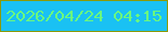 文字の大きさ：2、枠の色：8c9a08、背景の色：1ac1f3、文字の色：6af87f 無料ブログパーツのブログ時計