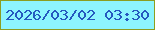 文字の大きさ：1、枠の色：8c9e20、背景の色：8df5fe、文字の色：2559bf 無料ブログパーツのブログ時計