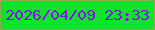 文字の大きさ：5、枠の色：8cab5a、背景の色：0ce32a、文字の色：8611ec 無料ブログパーツのブログ時計
