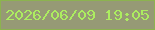文字の大きさ：3、枠の色：8cb34f、背景の色：969a75、文字の色：aced60 無料ブログパーツのブログ時計