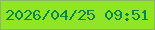 文字の大きさ：4、枠の色：8cb665、背景の色：90e527、文字の色：068a4b 無料ブログパーツのブログ時計
