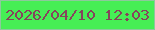 文字の大きさ：2、枠の色：8cc99c、背景の色：46ee55、文字の色：86445c 無料ブログパーツのブログ時計