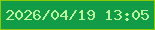 文字の大きさ：4、枠の色：8cca06、背景の色：129c47、文字の色：baf79c 無料ブログパーツのブログ時計