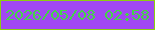 文字の大きさ：3、枠の色：8ccf0e、背景の色：a148f2、文字の色：44d348 無料ブログパーツのブログ時計