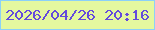 文字の大きさ：5、枠の色：8cd0f8、背景の色：e5f89f、文字の色：644bdc 無料ブログパーツのブログ時計
