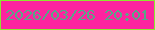 文字の大きさ：3、枠の色：8ce82e、背景の色：fd249f、文字の色：58a688 無料ブログパーツのブログ時計