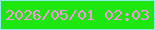 文字の大きさ：2、枠の色：8cede6、背景の色：1ee70f、文字の色：f995e4 無料ブログパーツのブログ時計