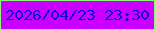 文字の大きさ：2、枠の色：8cf877、背景の色：c900fd、文字の色：0e07d6 無料ブログパーツのブログ時計