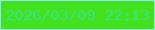 文字の大きさ：1、枠の色：8cfeed、背景の色：44e11d、文字の色：36e58a 無料ブログパーツのブログ時計