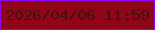 文字の大きさ：1、枠の色：8d01f9、背景の色：8e0617、文字の色：480f0d 無料ブログパーツのブログ時計