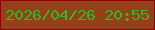文字の大きさ：1、枠の色：8d0206、背景の色：944019、文字の色：38b621 無料ブログパーツのブログ時計