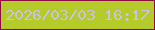 文字の大きさ：5、枠の色：8d0c42、背景の色：b3cc29、文字の色：d2bfe4 無料ブログパーツのブログ時計