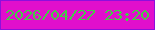 文字の大きさ：5、枠の色：8d0fdc、背景の色：e10fcc、文字の色：44cc46 無料ブログパーツのブログ時計