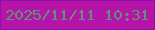 文字の大きさ：4、枠の色：8d11a8、背景の色：b613a9、文字の色：60917d 無料ブログパーツのブログ時計