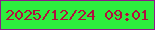 文字の大きさ：2、枠の色：8d198a、背景の色：2dee3e、文字の色：b30f3e 無料ブログパーツのブログ時計