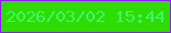 文字の大きさ：1、枠の色：8d1bf1、背景の色：30db04、文字の色：38f96b 無料ブログパーツのブログ時計