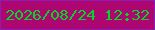 文字の大きさ：5、枠の色：8d1cb5、背景の色：ad0670、文字の色：05d526 無料ブログパーツのブログ時計