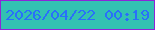 文字の大きさ：3、枠の色：8d24d8、背景の色：33c1b2、文字の色：296ffa 無料ブログパーツのブログ時計