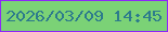 文字の大きさ：2、枠の色：8d26f8、背景の色：7bd276、文字の色：2d7b8c 無料ブログパーツのブログ時計