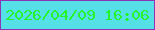 文字の大きさ：2、枠の色：8d33b7、背景の色：55e0e8、文字の色：23f42e 無料ブログパーツのブログ時計