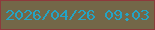 文字の大きさ：5、枠の色：8d3a3c、背景の色：736748、文字の色：24a4c4 無料ブログパーツのブログ時計