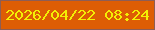 文字の大きさ：1、枠の色：8d5d55、背景の色：dd5d04、文字の色：f3ef05 無料ブログパーツのブログ時計