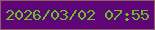 文字の大きさ：1、枠の色：8d5e68、背景の色：5f0577、文字の色：65c324 無料ブログパーツのブログ時計