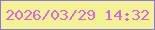 文字の大きさ：5、枠の色：8d75e0、背景の色：f3f395、文字の色：dc67dd 無料ブログパーツのブログ時計