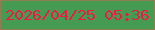 文字の大きさ：5、枠の色：8d7f51、背景の色：459b52、文字の色：ee1a44 無料ブログパーツのブログ時計