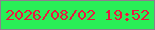 文字の大きさ：1、枠の色：8d7f8e、背景の色：29ef57、文字の色：eb1640 無料ブログパーツのブログ時計