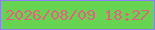 文字の大きさ：5、枠の色：8d7ffc、背景の色：66d451、文字の色：e4627e 無料ブログパーツのブログ時計