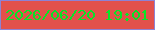 文字の大きさ：1、枠の色：8d82d4、背景の色：e2514b、文字の色：08e527 無料ブログパーツのブログ時計