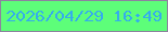 文字の大きさ：5、枠の色：8d839f、背景の色：5dfe79、文字の色：35adeb 無料ブログパーツのブログ時計