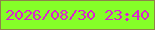 文字の大きさ：1、枠の色：8d8448、背景の色：85fe28、文字の色：da23cf 無料ブログパーツのブログ時計