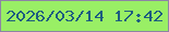 文字の大きさ：4、枠の色：8d84a5、背景の色：99ef65、文字の色：1e5d80 無料ブログパーツのブログ時計