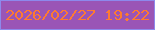 文字の大きさ：3、枠の色：8d89ec、背景の色：9a55b6、文字の色：fe7a31 無料ブログパーツのブログ時計
