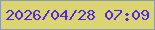 文字の大きさ：1、枠の色：8d9baa、背景の色：dad472、文字の色：4e28eb 無料ブログパーツのブログ時計