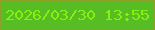文字の大きさ：1、枠の色：8da129、背景の色：58bd25、文字の色：84f20b 無料ブログパーツのブログ時計