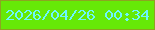 文字の大きさ：4、枠の色：8da421、背景の色：66e907、文字の色：6cf6fd 無料ブログパーツのブログ時計
