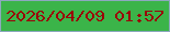 文字の大きさ：2、枠の色：8da8be、背景の色：3bb449、文字の色：9a0209 無料ブログパーツのブログ時計