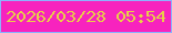 文字の大きさ：3、枠の色：8db1fc、背景の色：f723be、文字の色：e8ce49 無料ブログパーツのブログ時計