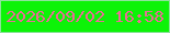 文字の大きさ：1、枠の色：8de39b、背景の色：0df308、文字の色：ea6b96 無料ブログパーツのブログ時計