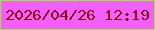 文字の大きさ：3、枠の色：8def26、背景の色：f45dfe、文字の色：871506 無料ブログパーツのブログ時計