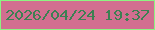 文字の大きさ：5、枠の色：8df382、背景の色：d26e90、文字の色：3c8053 無料ブログパーツのブログ時計