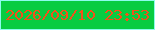文字の大きさ：3、枠の色：8dfcec、背景の色：08cc41、文字の色：f3511a 無料ブログパーツのブログ時計