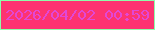 文字の大きさ：4、枠の色：8dfdaa、背景の色：fd3371、文字の色：e247d5 無料ブログパーツのブログ時計