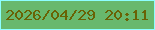 文字の大きさ：2、枠の色：8dfeff、背景の色：68b86d、文字の色：696205 無料ブログパーツのブログ時計