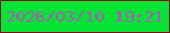 文字の大きさ：1、枠の色：8e0116、背景の色：03e435、文字の色：a85db7 無料ブログパーツのブログ時計